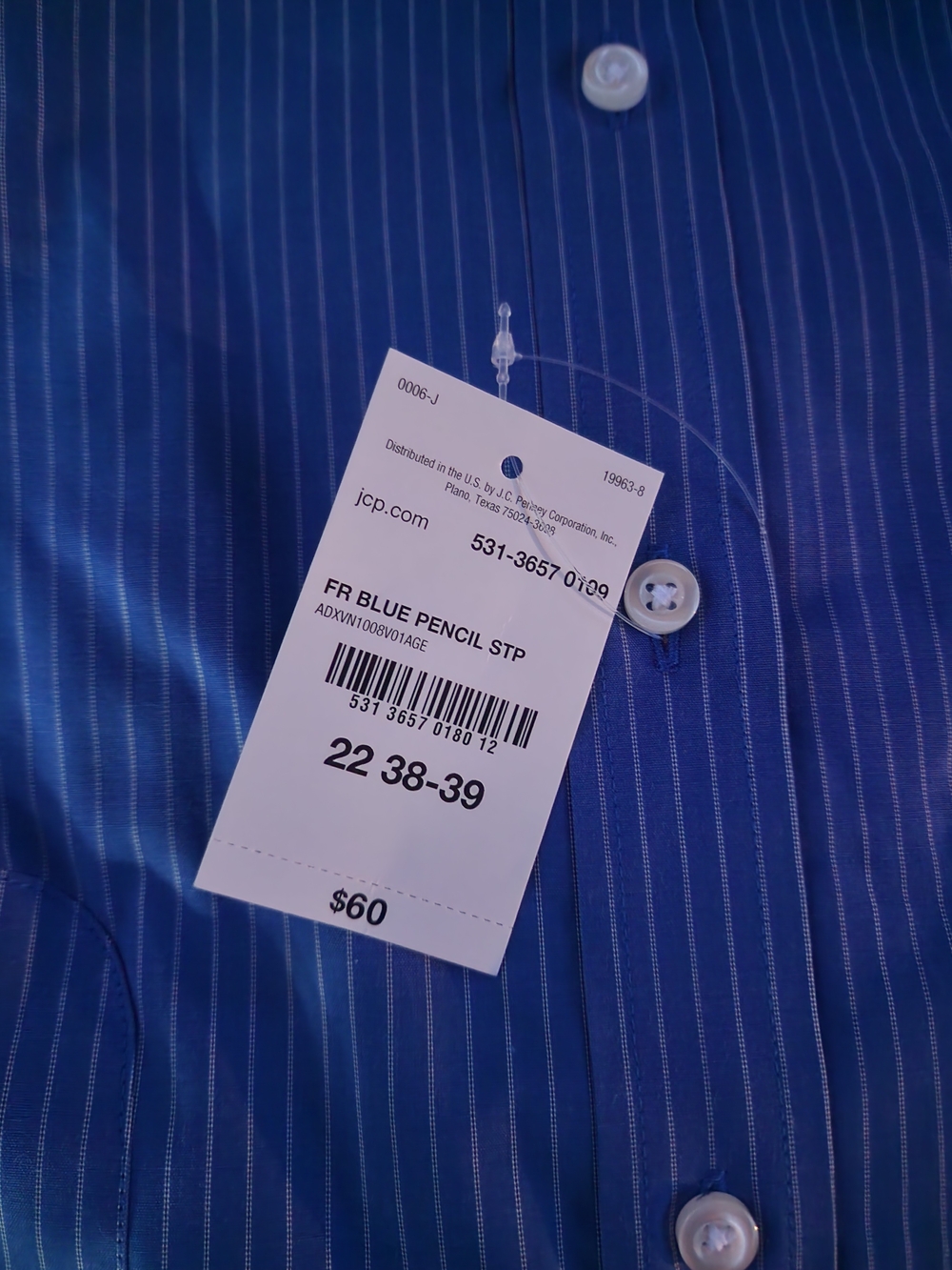 Stafford Men's Blue Pinstripe Dress Shirt - Stretch Comfort Collar - Picture 3 of 3